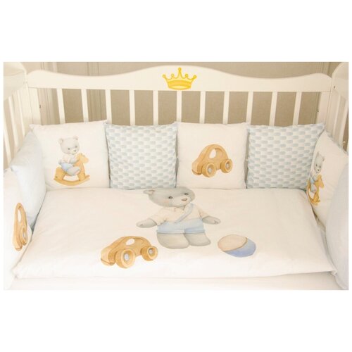 фото Универсальный комплект постельного белья 6 предметов для круглой, овальной и классической кроваток лео incanto