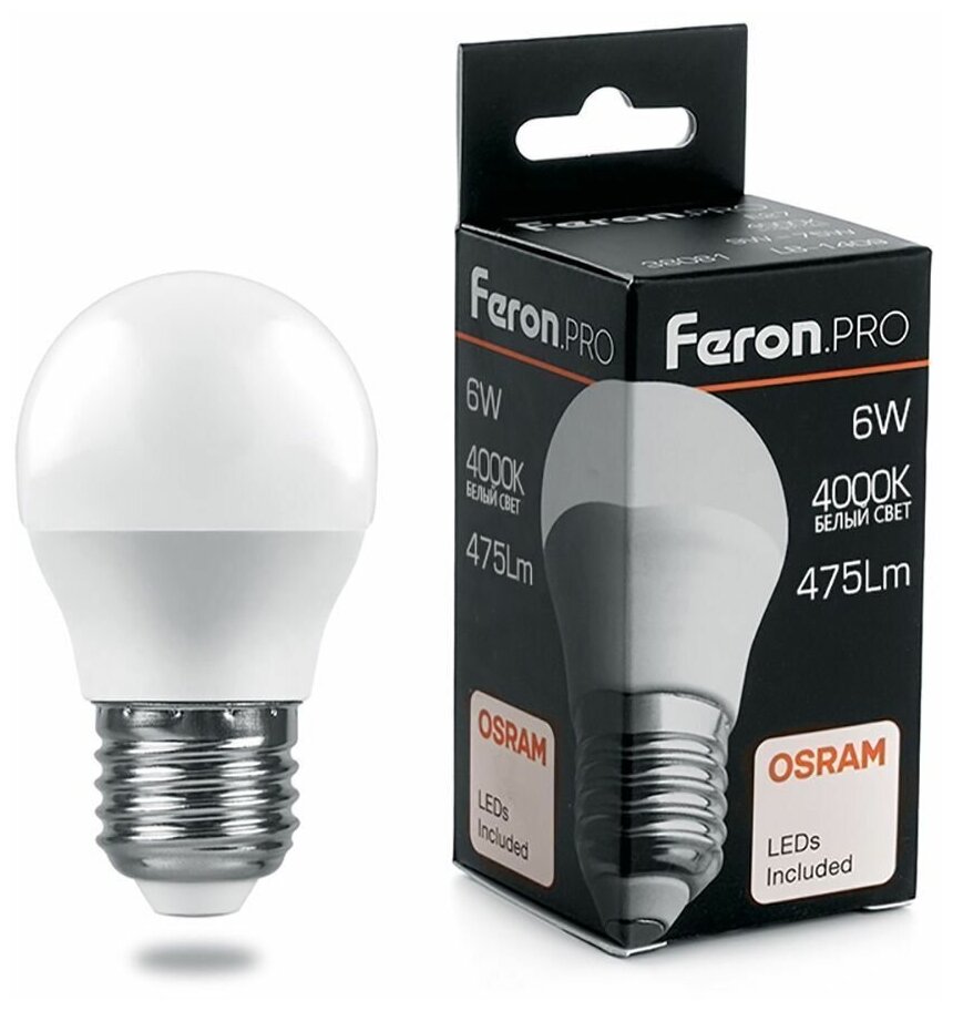 Лампа Feron OSRAM LED LB-1406 G45 6W E27 4000K 230V
