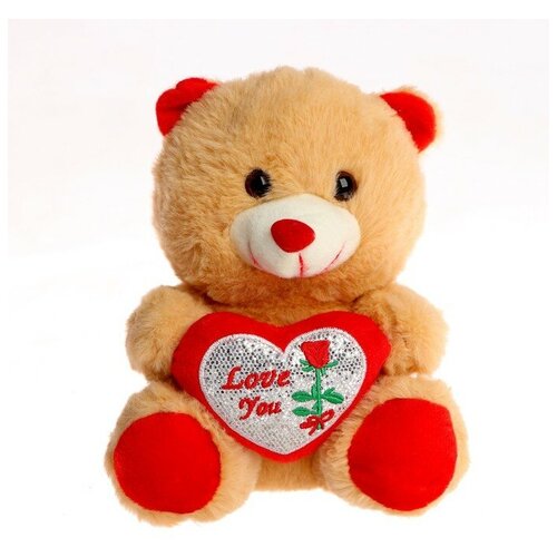 Мягкая игрушка Мишутка с сердцем, цвет красный 4471239 .