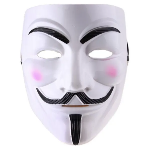 маска анонимуса пластиковая гай фокс перламутровая белая Маска Анонимуса / пластиковая Гай Фокс Белая