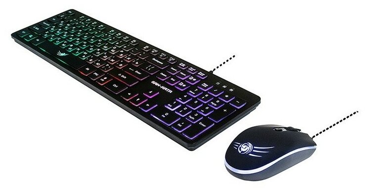 Игровой комплект DIALOG KMGK-1707U BLACK Gan-Kata - клавиатура + опт. мышь с RGB подсветкой