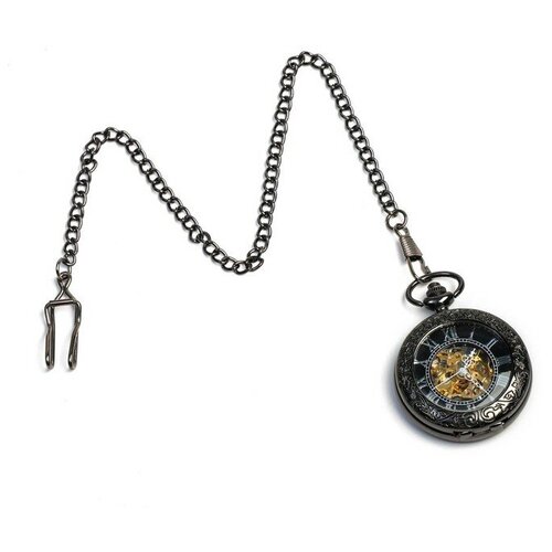 фото Часы карманные "скелетон" механические, 5.5 х 4.5 см, d циферблата=4 см noname