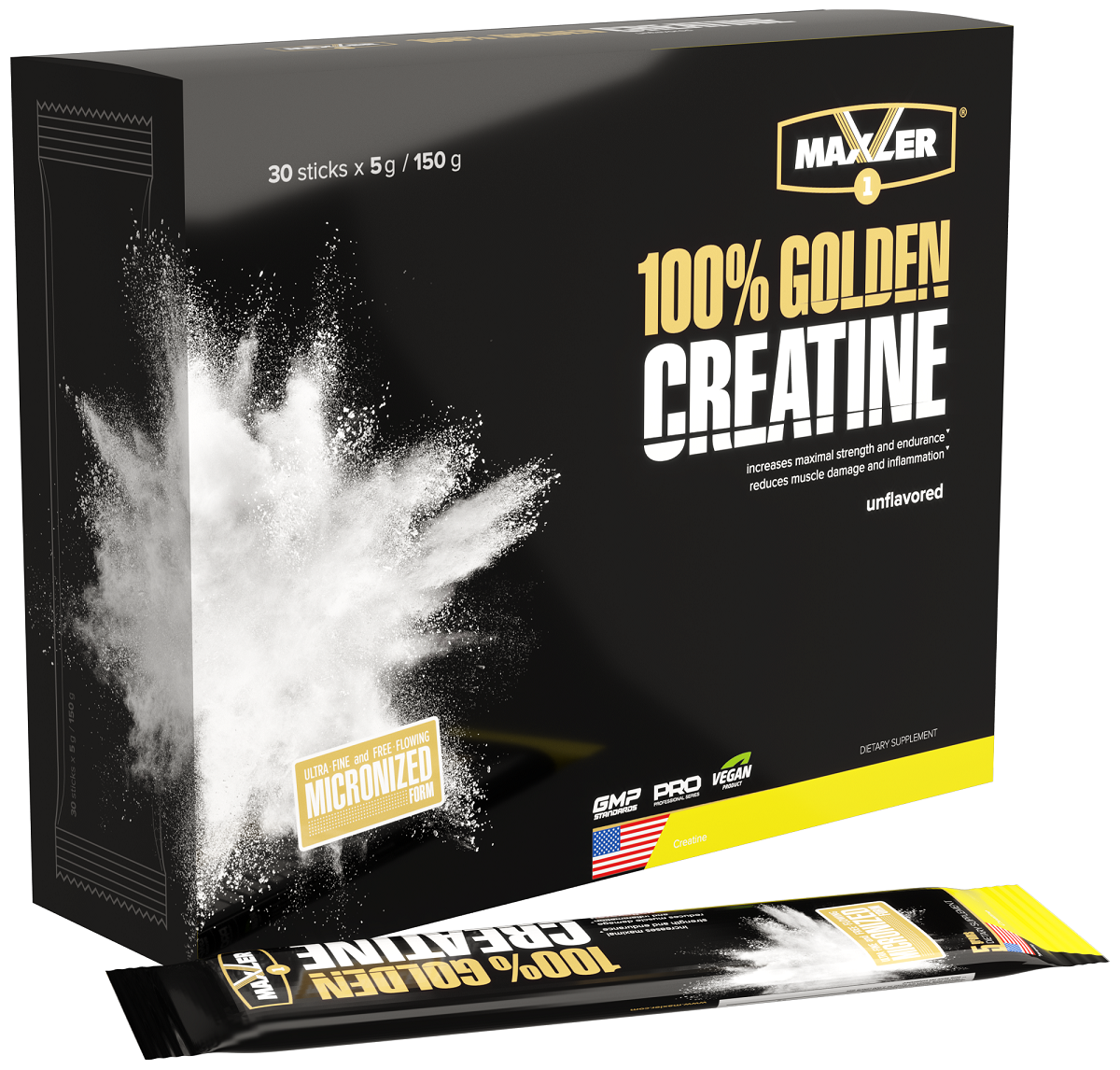 Креатин моногидрат микронизированный Maxler 100% Golden Creatine Micronized (30 стиков по 5 гр.) - фотография № 6