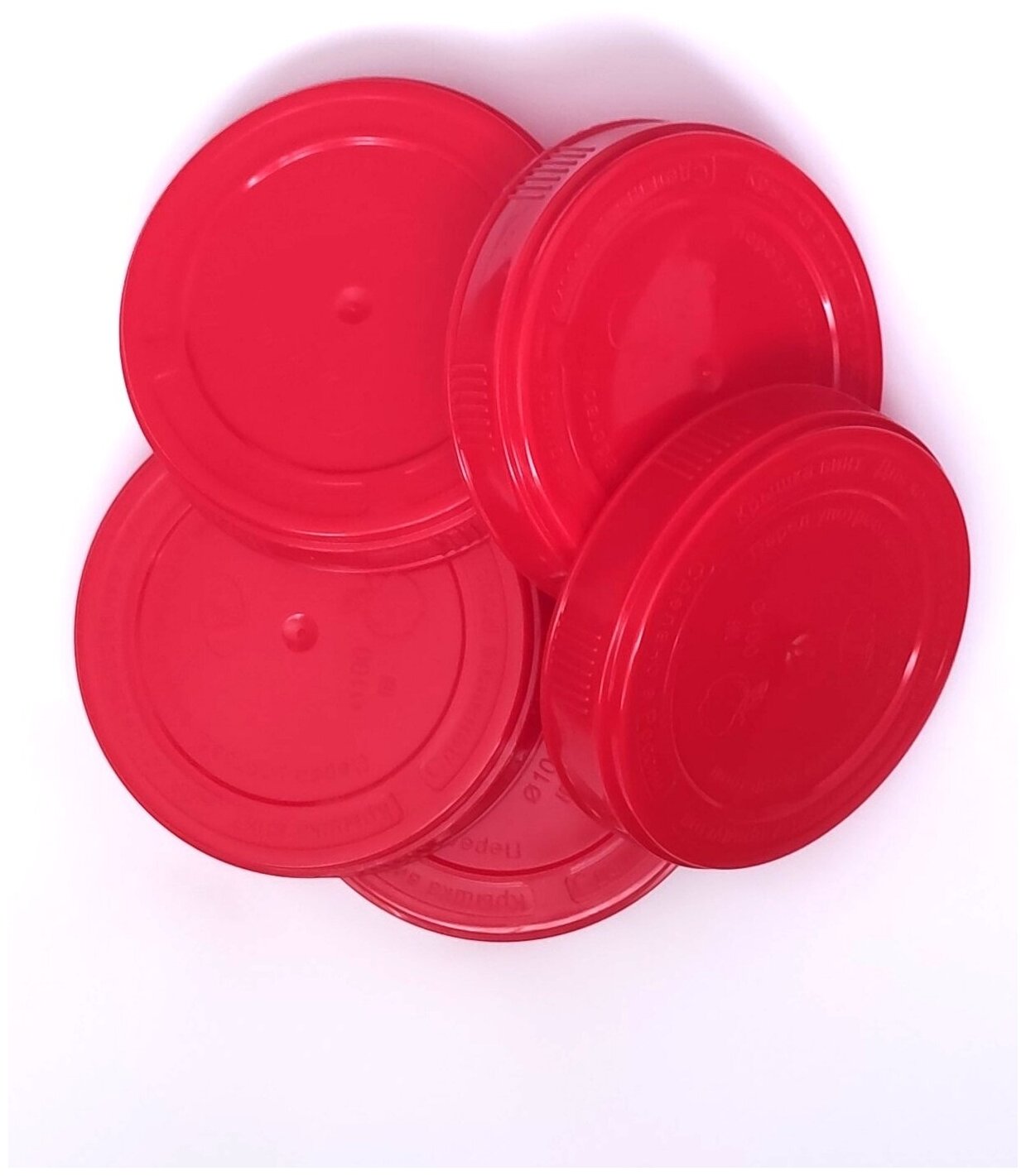 Набор винтовых крышек красного цвета диаметр 100 мм 5 штук - фотография № 5