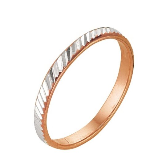 фото Кольцо "обручальное" с алмазной резкой, узкое, позолота, 18 размер newstory