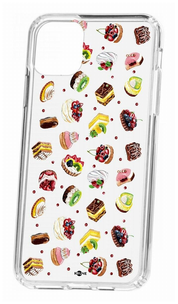 Чехол для iPhone 11 Pro Max Kruche Print Cake,противоударная пластиковая накладка с рисунком,защитный силиконовый бампер с принтом и защитой камеры