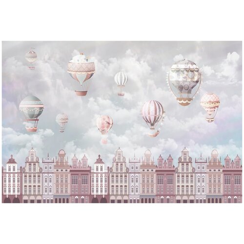 Фотообои Уютная стена Воздушные шары над набережной 400х270 см Виниловые Бесшовные (единым полотном)