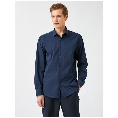 фото Рубашка с длинным рукавом koton men, 2sam60308hw, цвет: marine, размер: s