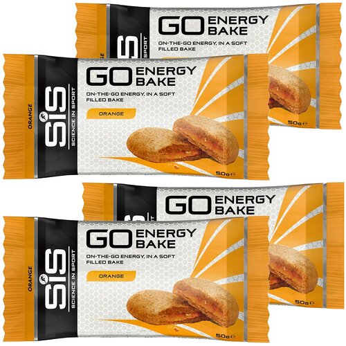 SiS, Углеводный энергетический батончик с начинкой GO Energy BAKE, 4шт по 50г (Апельсин) углеводный энергетический батончик с начинкой sis go energy bake упаковка 12шт по 50г апельсин