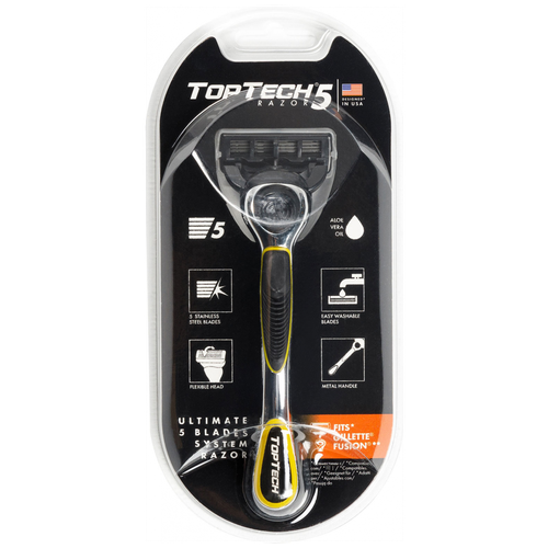 Мужская бритва TopTech Razor 5, США. Совместима с Gillette Fusion*. 1 бритва + 1 сменная кассета