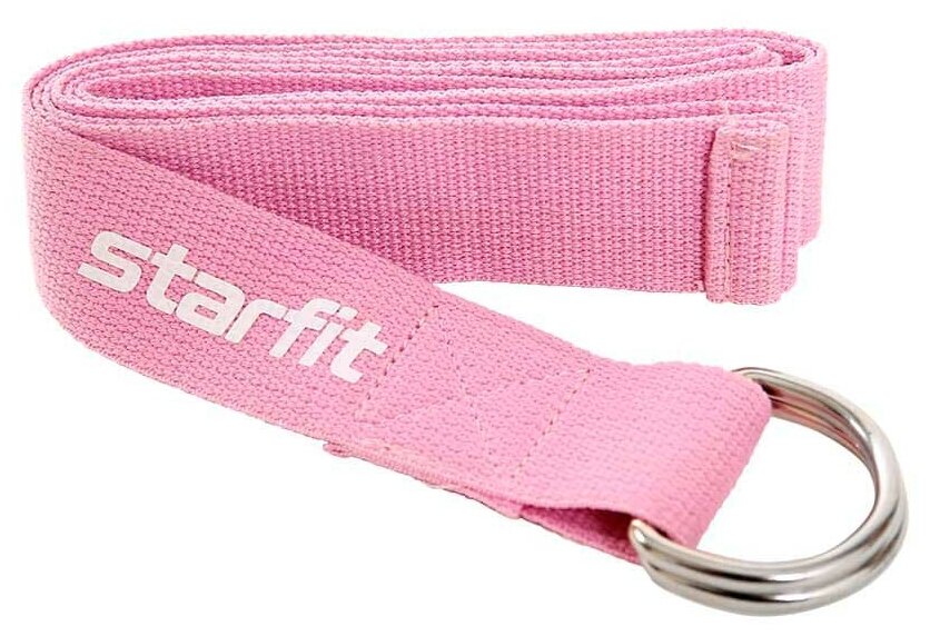 Ремень для йоги StarFit Core YB-100 186 см, хлопок, розовый пастель