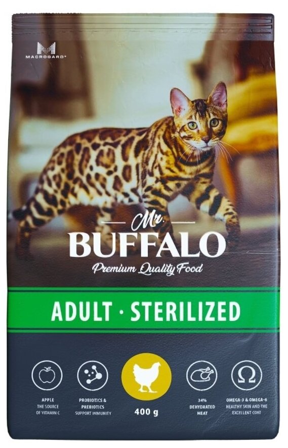 Сухой корм для кошек Mr. Buffalo STERILIZED 0,4кг (курица) - фотография № 18