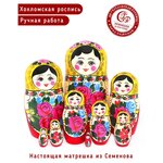 Матрешка Семеновская Традиционная 9 в 1. Хохломская роспись - изображение