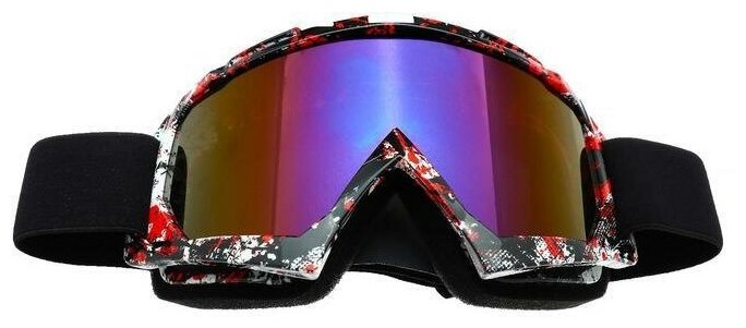 Очки-маска для езды на мототехнике стекло сине-фиолетовый хамелеон черно-красные ОМ-25