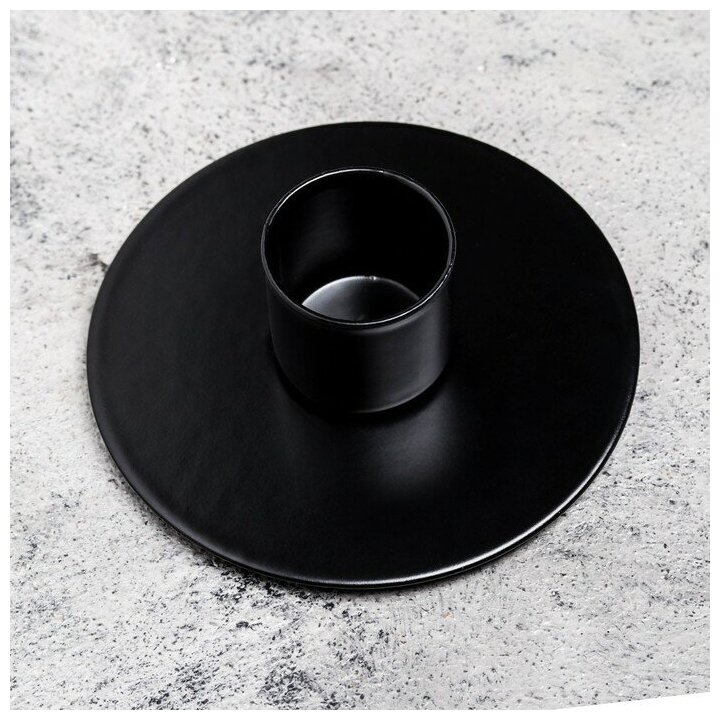 Подсвечник "Круг" металл на 1 свечу, 7х3 см, черный муар - фотография № 3
