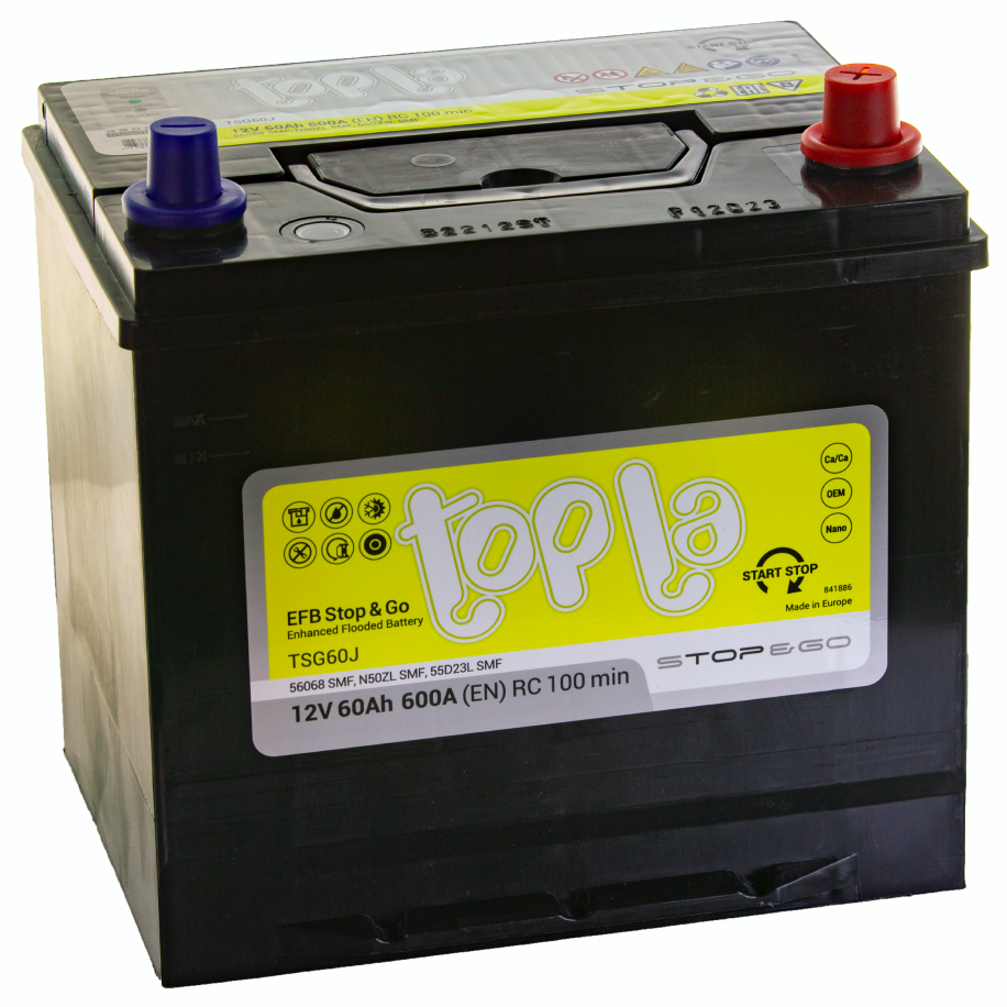 Автомобильный аккумулятор Topla EFB Stop & Go 112260 60Ah 600A, 232х173х225 — фото 11
