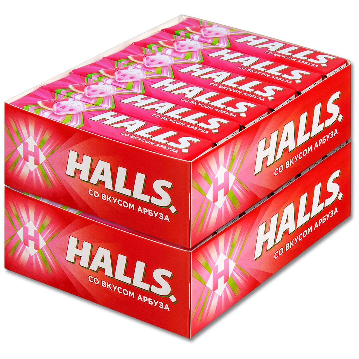 Леденцы конфеты для горла Halls Холс Арбуз, 25 г, 24 шт.