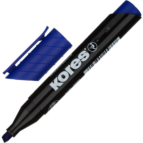 Kores Маркер перманентный KORES, синий, 3-5 мм скошенный наконечник 20953 маркер перманентный kores синий 1 мм