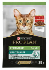 Влажный корм для стерилизованных кошек Pro Plan Nutri Savour с говядиной 85 г (кусочки в соусе)