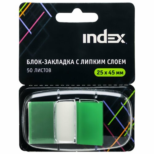 фото Закладка с липким слоем index 25х45 мм зелёная 5 штук