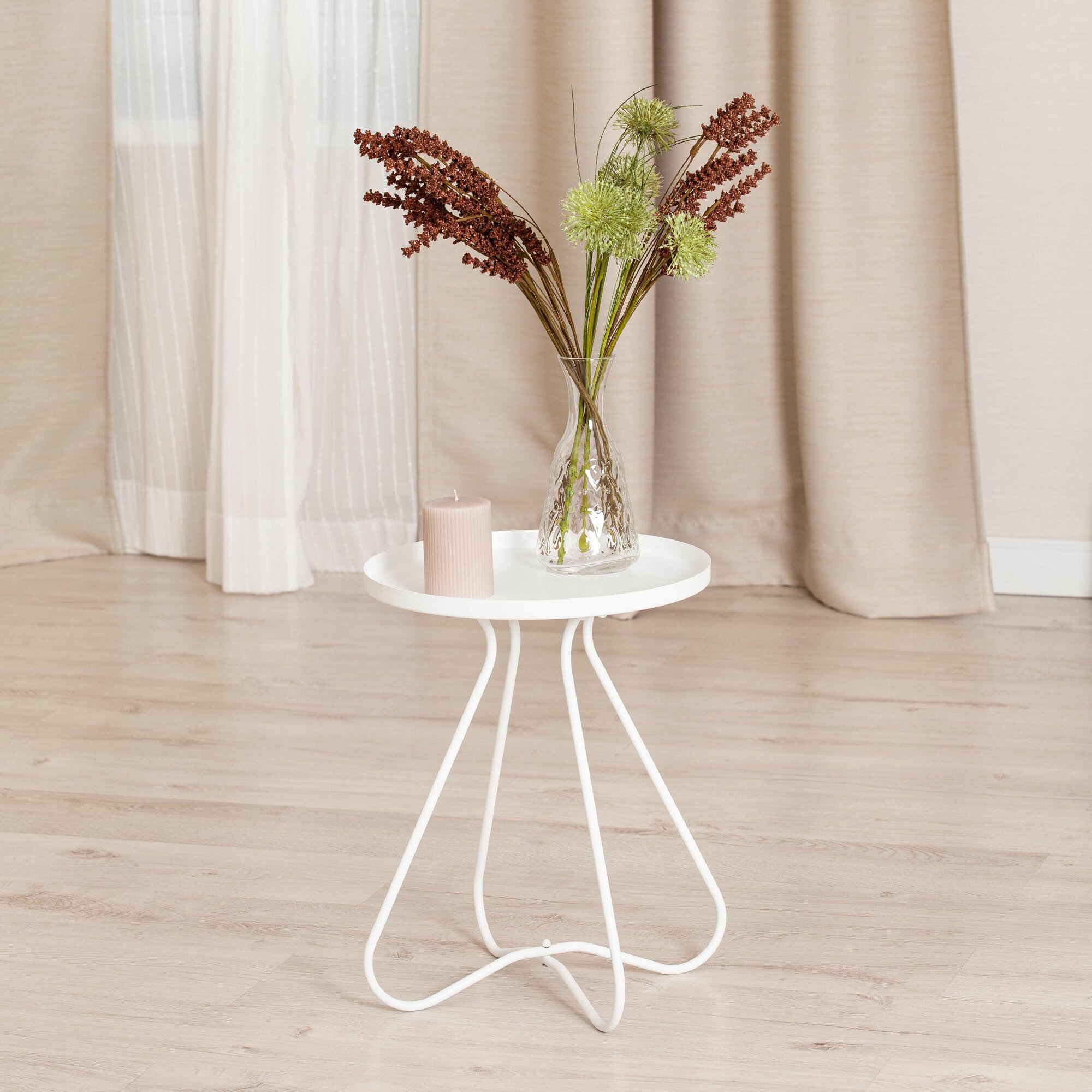 Журнальный столик TetChair GLAND, 40х40х45 см, 1 шт, металл, круглый, белый