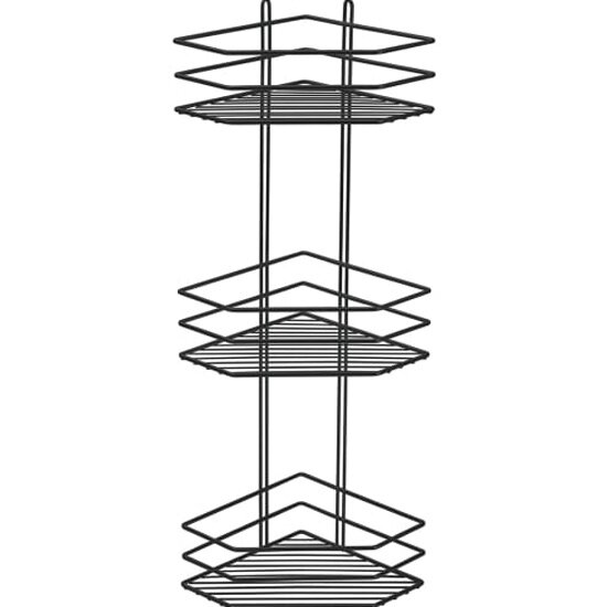 Полка Rosenberg для ванной 3-х ярусная угловая трапеция.-RUS-385333 Black