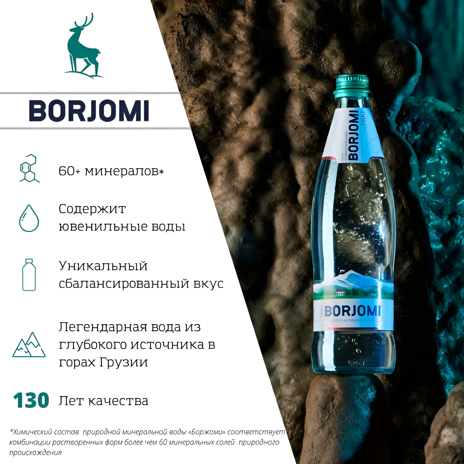 Вода Лечебно-Столовая Вода минеральная Borjomi (Боржоми) лечебно-столовая, 0,33 л х 12 шт, газированная, банка