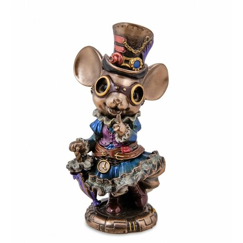 WS-1239/ 1 Статуэтка в стиле Стимпанк «Леди Мышь с зонтиком» (Veronese)