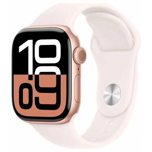 Смарт-часы Apple Watch Series 10 42mm Rose Gold Aluminium Case with Light Blush Sport Band SM 51990₽