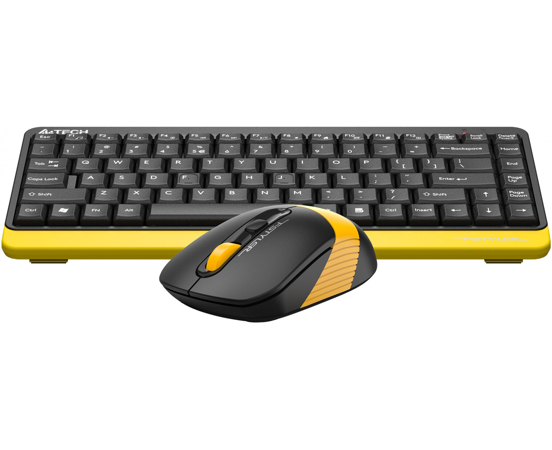 Клавиатура и мышь беспроводные A4Tech Fstyler FG1110, черный/желтый, USB, радио, Multimedia — фото 1