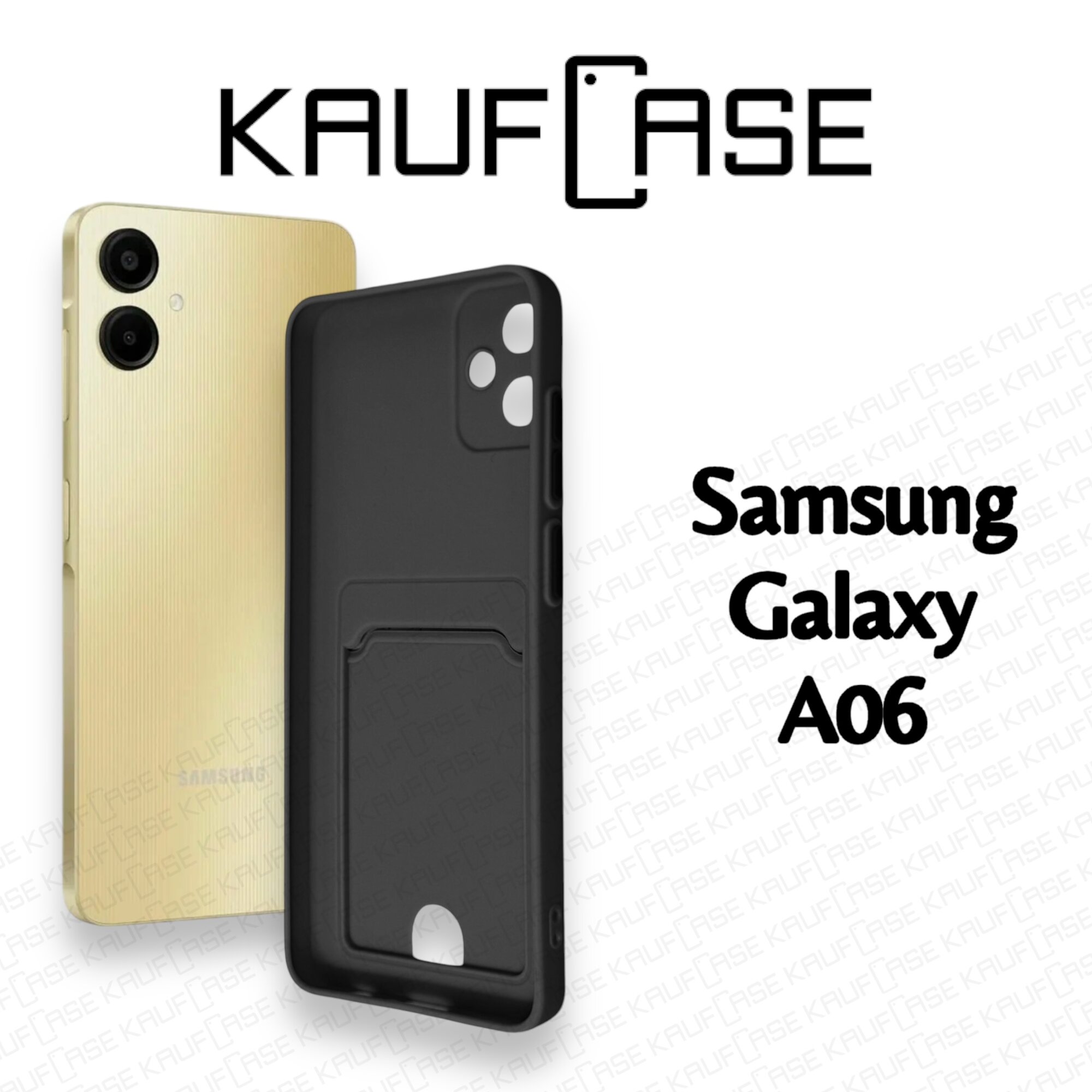 Силиконовый матовый чехол на Samsung A06 (A065) (6.7"), черный. Карман для пластиковых карт — фото 1