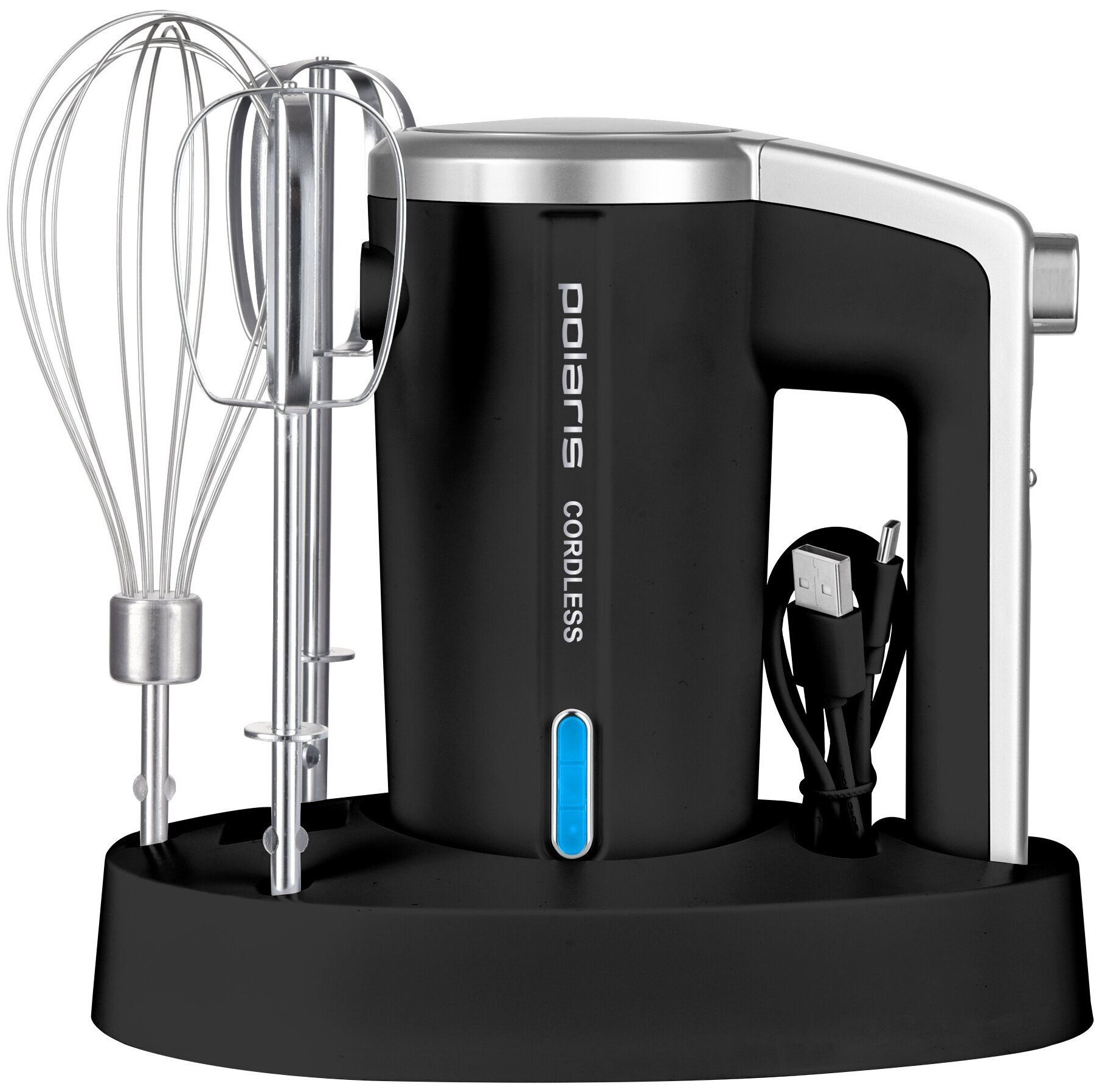 Миксер ручной Polaris PHM 2024 CordLess беспроводной 200Вт черный