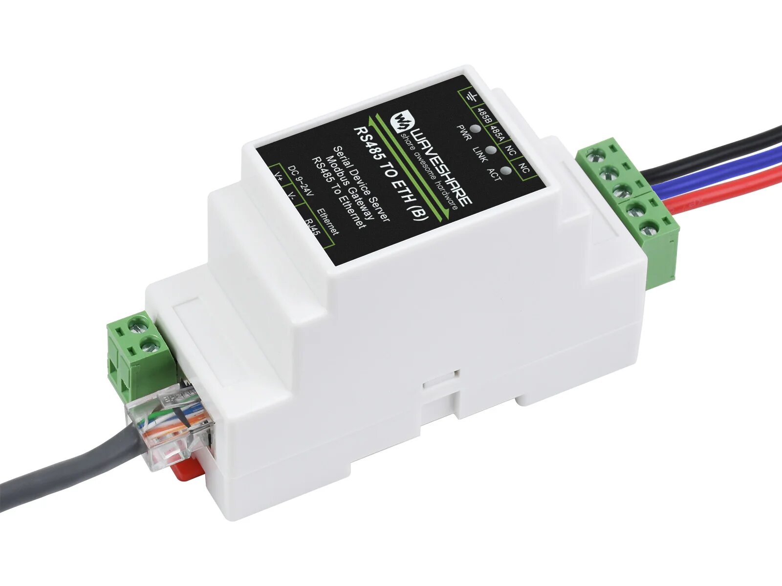 Промышленный последовательный сервер Waveshare Modbus RS485, RS485 TO POE ETH (B) — фото 1