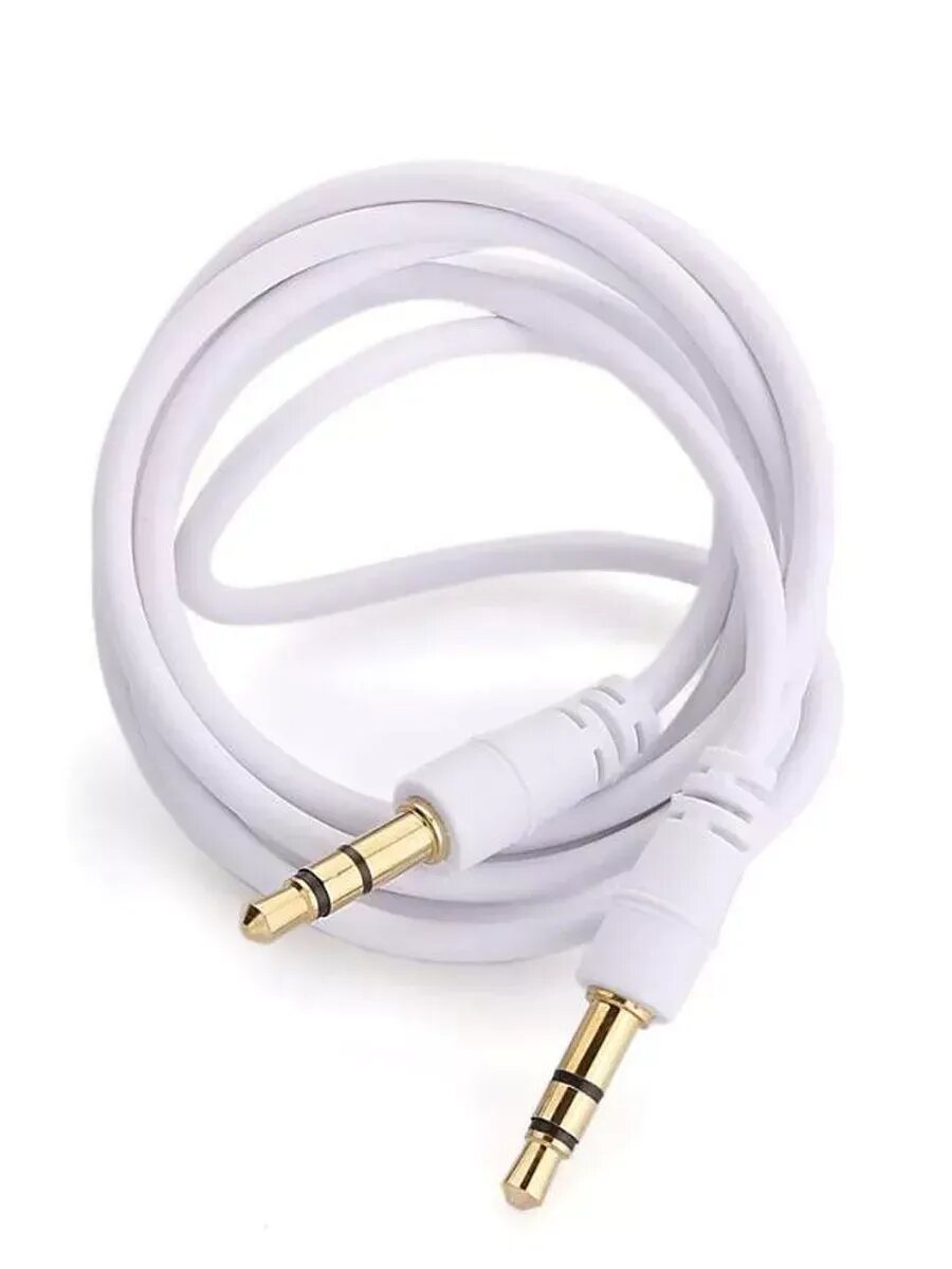 AUX кабель в машину mini jack 35 mm цвет белый длина 1 метр