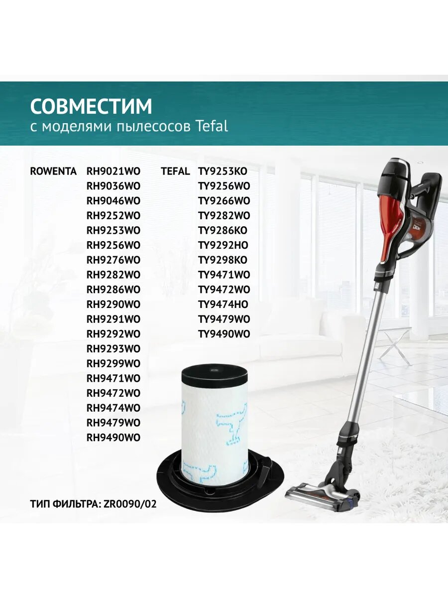 Обзор: Моторный фильтр для пылесоса TEFAL TY9253, TY9471 , Rowenta RH9252WO, RH9282WO, RH9471WO, RH9474WO