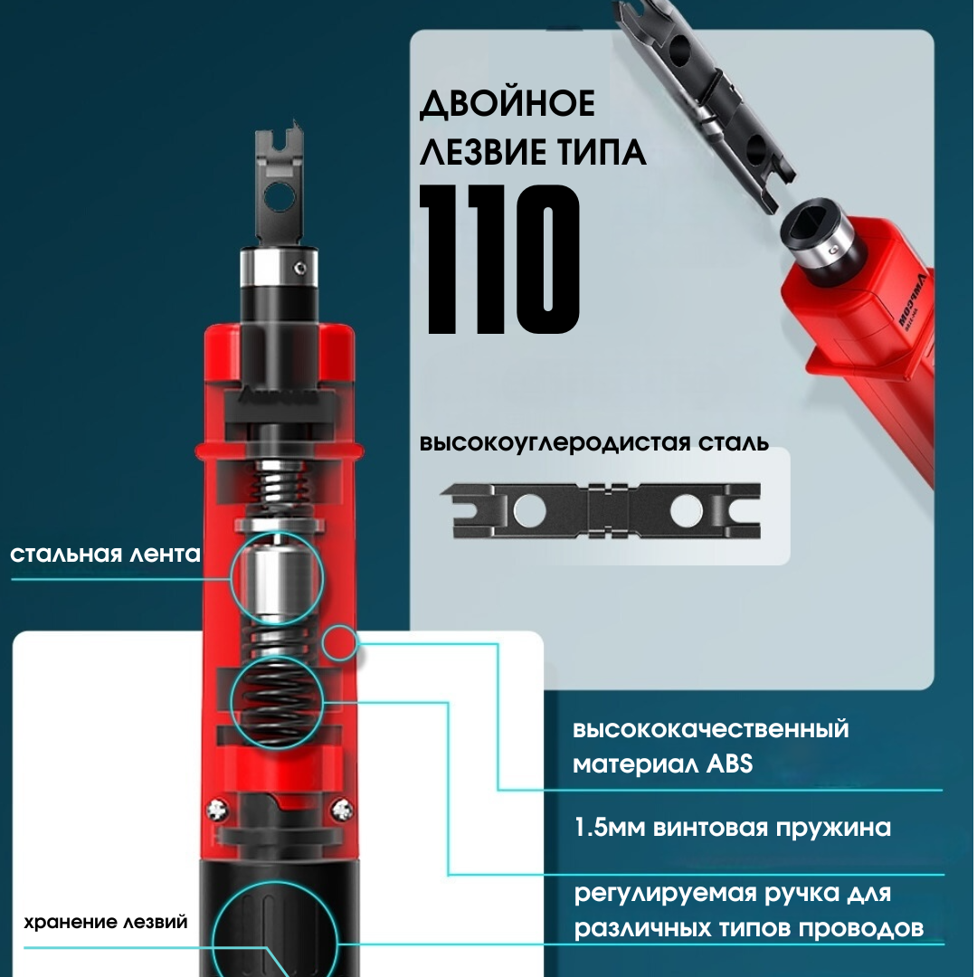 Набор инструментов AMPCOM LAN 10 в 1 для обжимки и тестирования коннекторов RJ45/RJ11 — фото 1