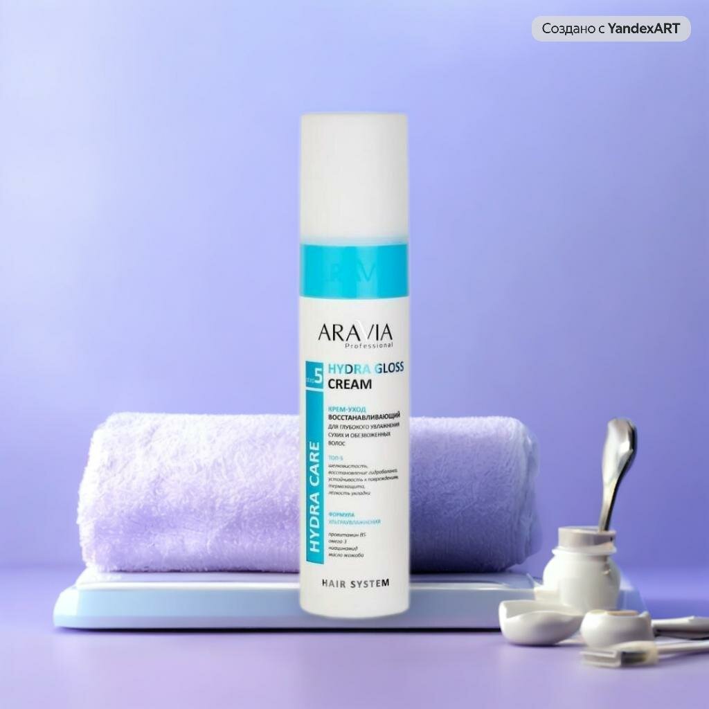 Картинки Крем-Уход Aravia Hydra Gloss, для восстановления волос, 250мл