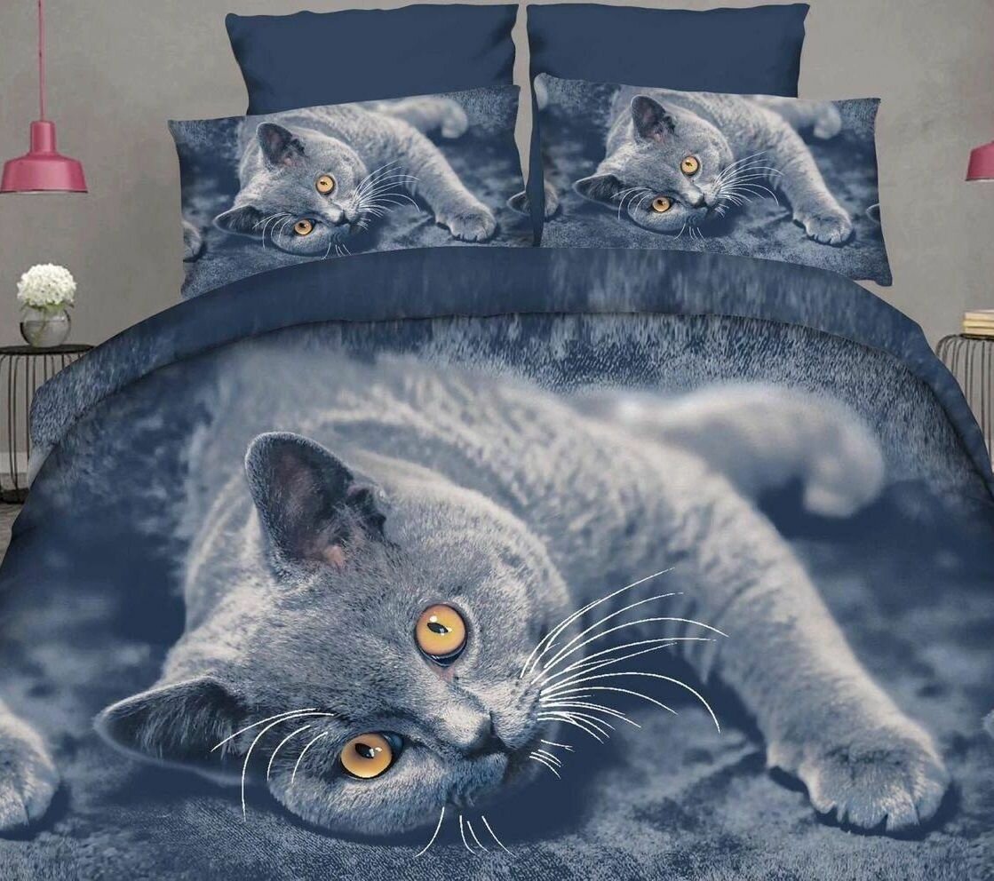 Постельное белье 2-х спальное, 3D принт, поплин, 2 наволочки 70х70