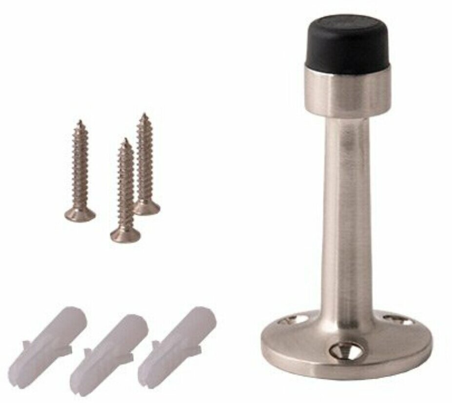 Дверной упор Code Deco DS-0018, металл, настенный, матовый никель — фото 1