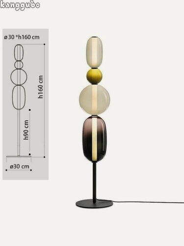 Изображение товара Дизайнерский торшер с лампой в виде леденца и стеклянным абажуром в стиле легкой роскоши