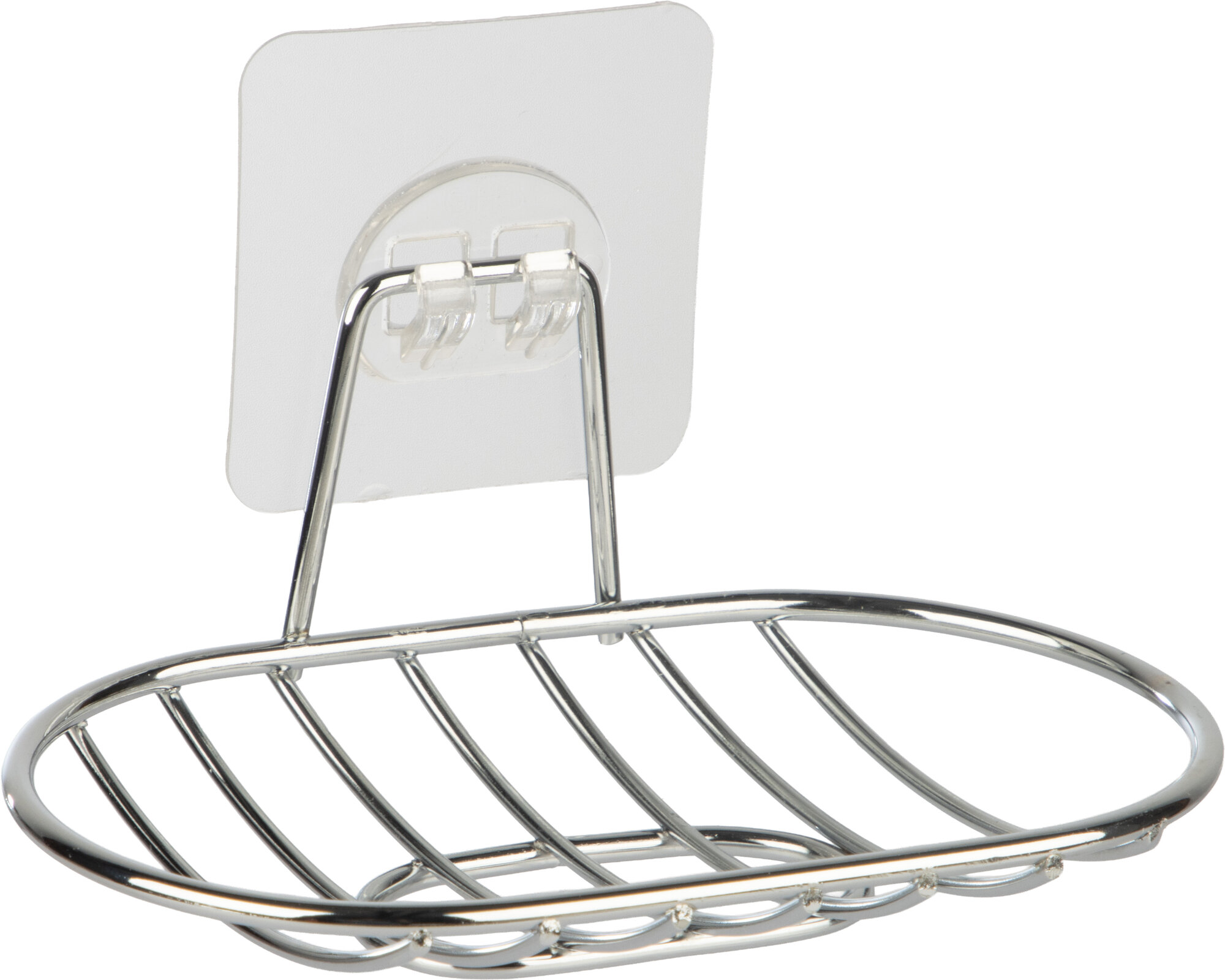 Мыльница подвесная овальная BASIC (крепление: самоклеящаяся основа) хром