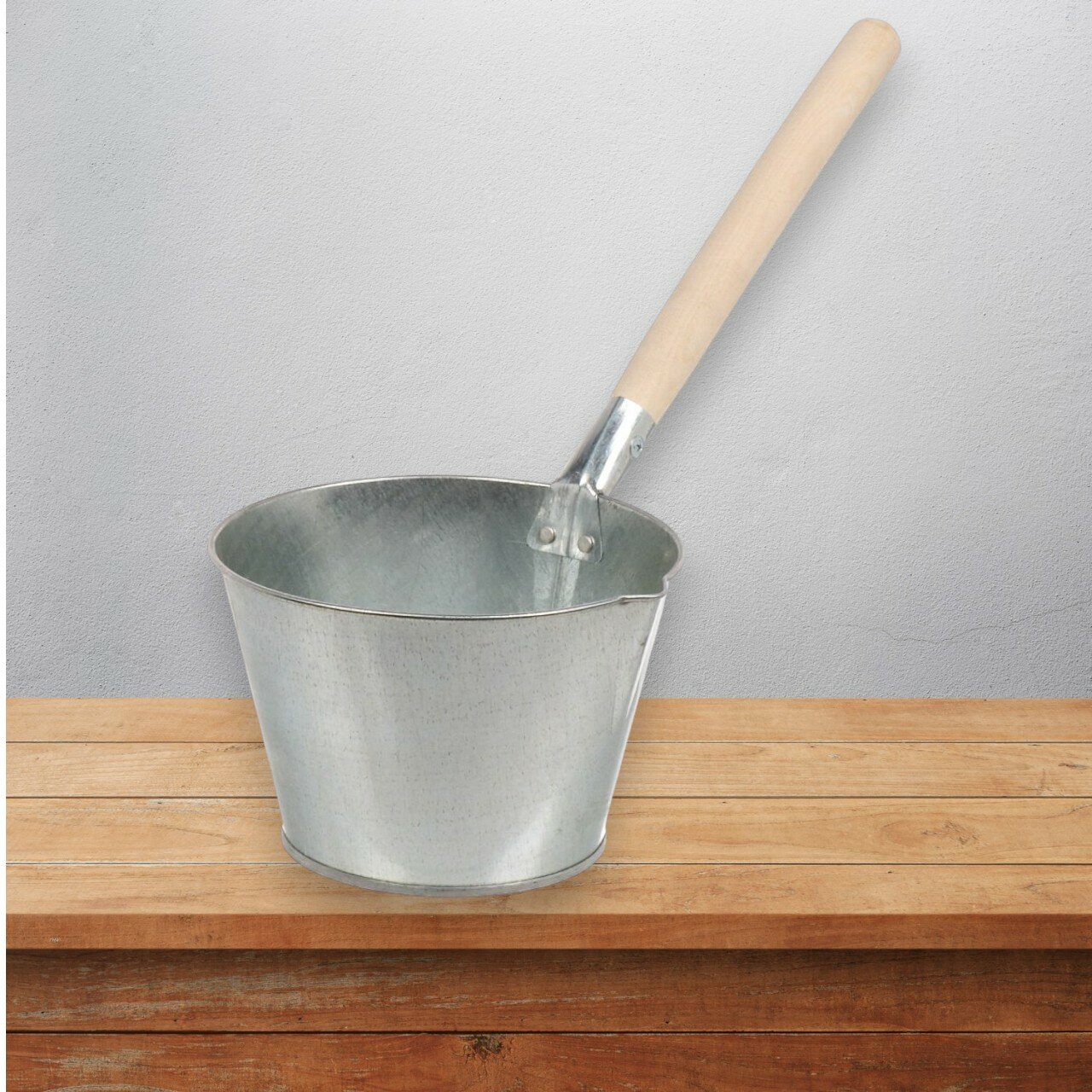 Ковш для бани и сауны оцинкованная сталь деревянная ручка 3 литра