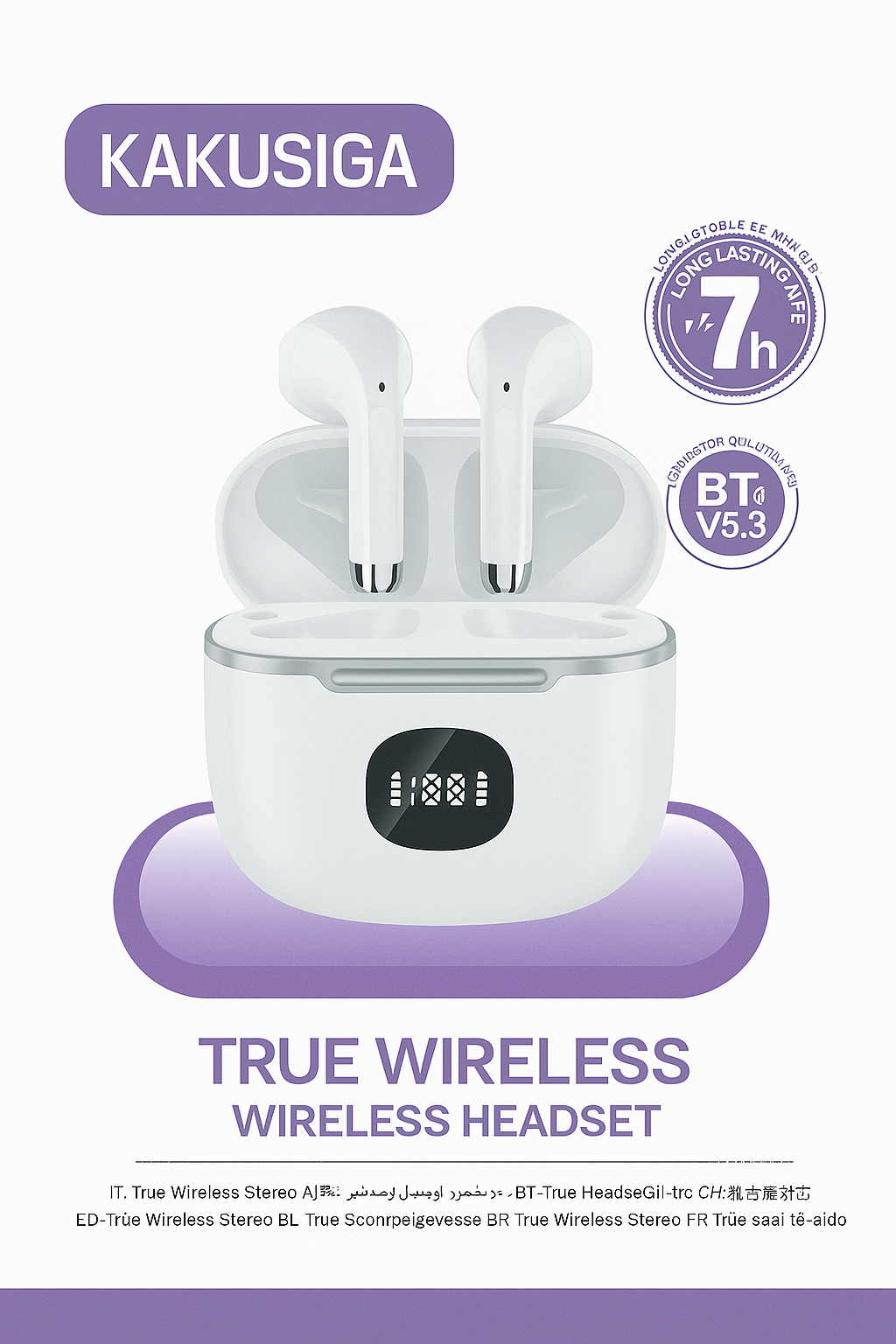 Наушники Kakusiga True Wireless Bluetooth 5.3 – беспроводные наушники с цифровым дисплеем