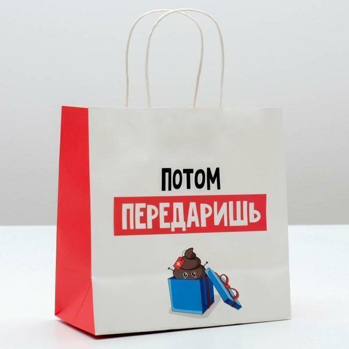 !09 Набор 4 штуки - Пакет подарочный «Потом передаришь», 22 × 22 × 11 см.