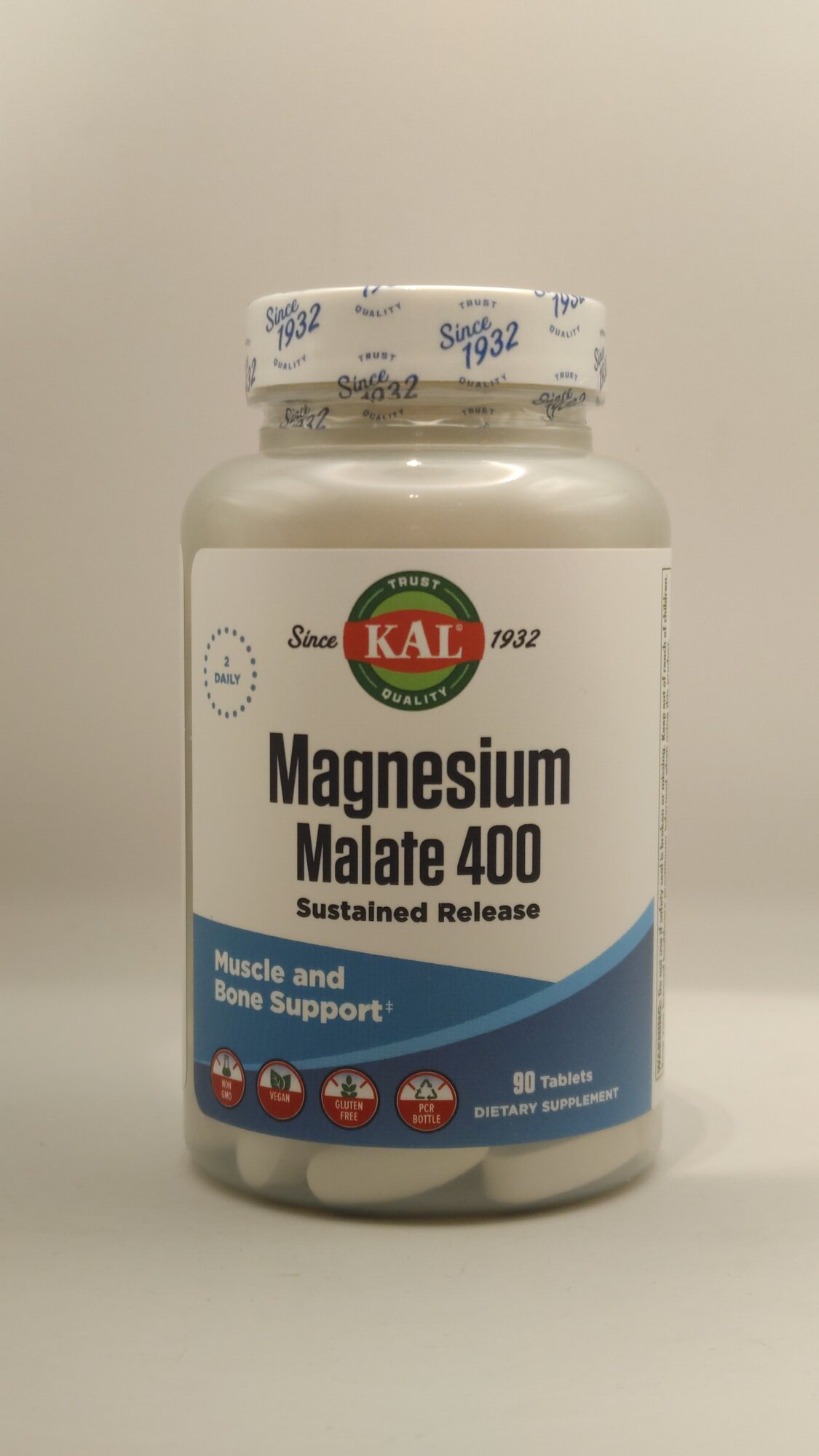 Магний KAL Magnesium Malate, для энергии, выносливости, здоровья мышц, 400мг, 90 шт