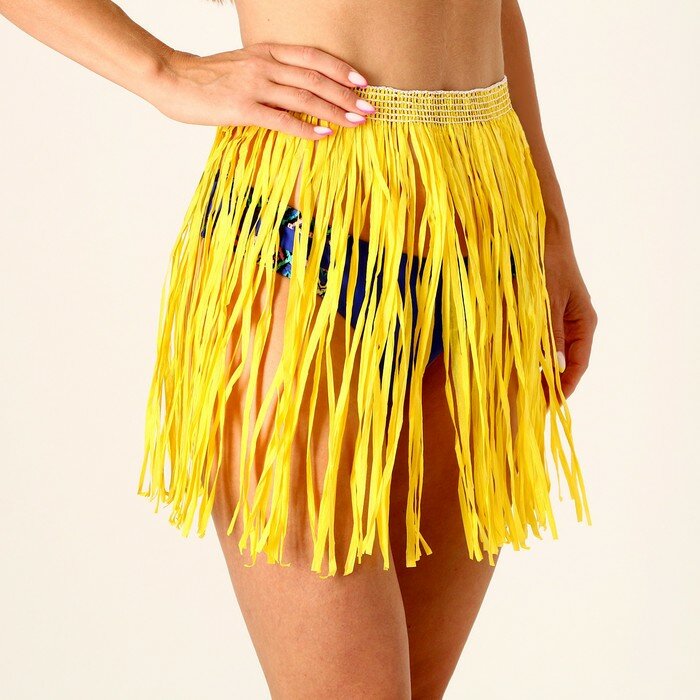 Гавайская юбка 40 см цвет желтый