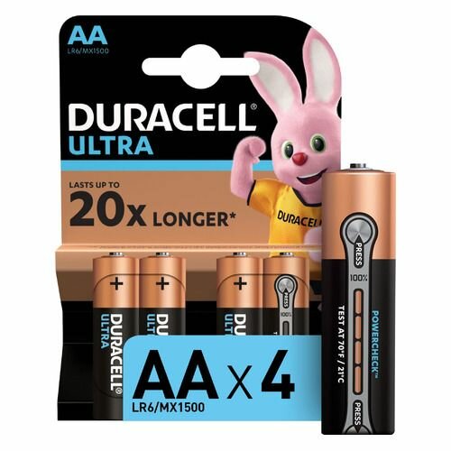 AA Батарейка Duracell Ultra Power LR6-4BL MX1500, 4 шт.