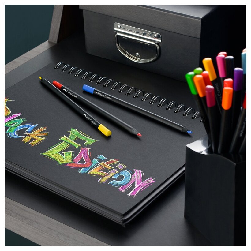 Карандаши цветные Faber-castell "Black Edition", 36цв, трехгран, черное дерево, заточен, картон.