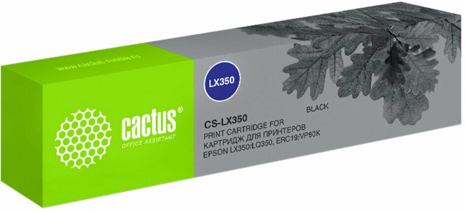 Картридж матричный CACTUS (CS-LX350) для Epson LX350/LQ350/ERC19/VP80K, черный, 364168