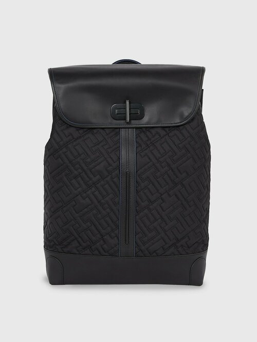 Рюкзак TOMMY HILFIGER Turnlock Quilted, фактура стеганая, черный